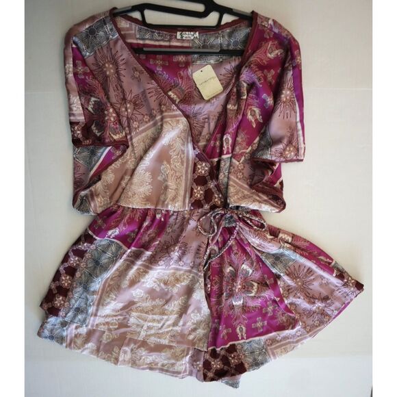 Intimately Free People OB1963838 Women's Sz M Mauve Oasis Wrap Romper - Picture 5 of 9